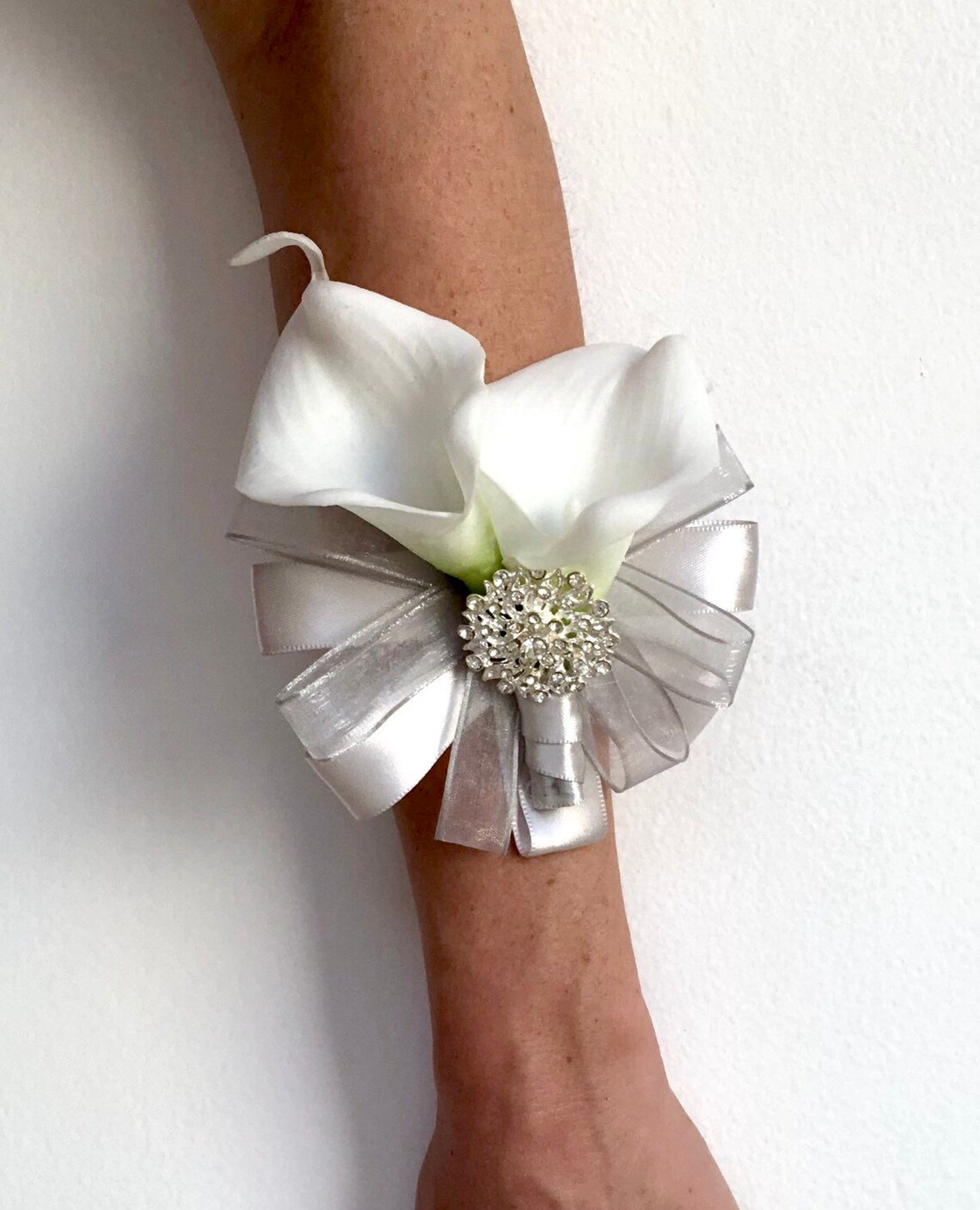 White Calla Lily Wrist Corsage Cream Calla Lily Corsage Real Etsy