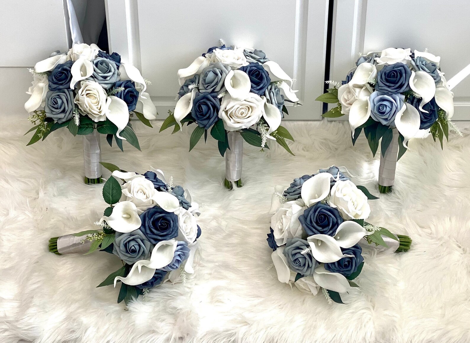 1 Dusty Blue Bouquet Steel Blue Bouquet Blue Rose Bouquet Etsy