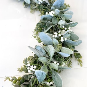 Faux Eucalyptus Garland, Baby’s Breath Garland, Lambs Ear Garland, Wedding Centerpiece, Arch Flowers, Artificial Eucalyptus Garland, G