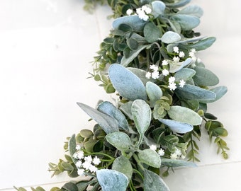 Eucalyptus Garland, Baby’s Breath Garland, Lambs Ear Garland, Wedding Centerpiece, Arch Flowers, Artificial Eucalyptus Garland, Greenery