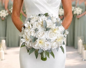 Ivory Rose Lambs Ear Bridal Bouquet: Sage Wedding Florals