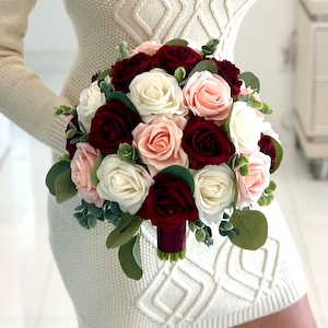 Rose Bridal BouquetBurgundy and Blush Bouquet, Burgundy Bouquet, Blush Bouquet, Boho Bouquet, Burgundy Rose Bouquet, Rose Bouquet, Blush Bou