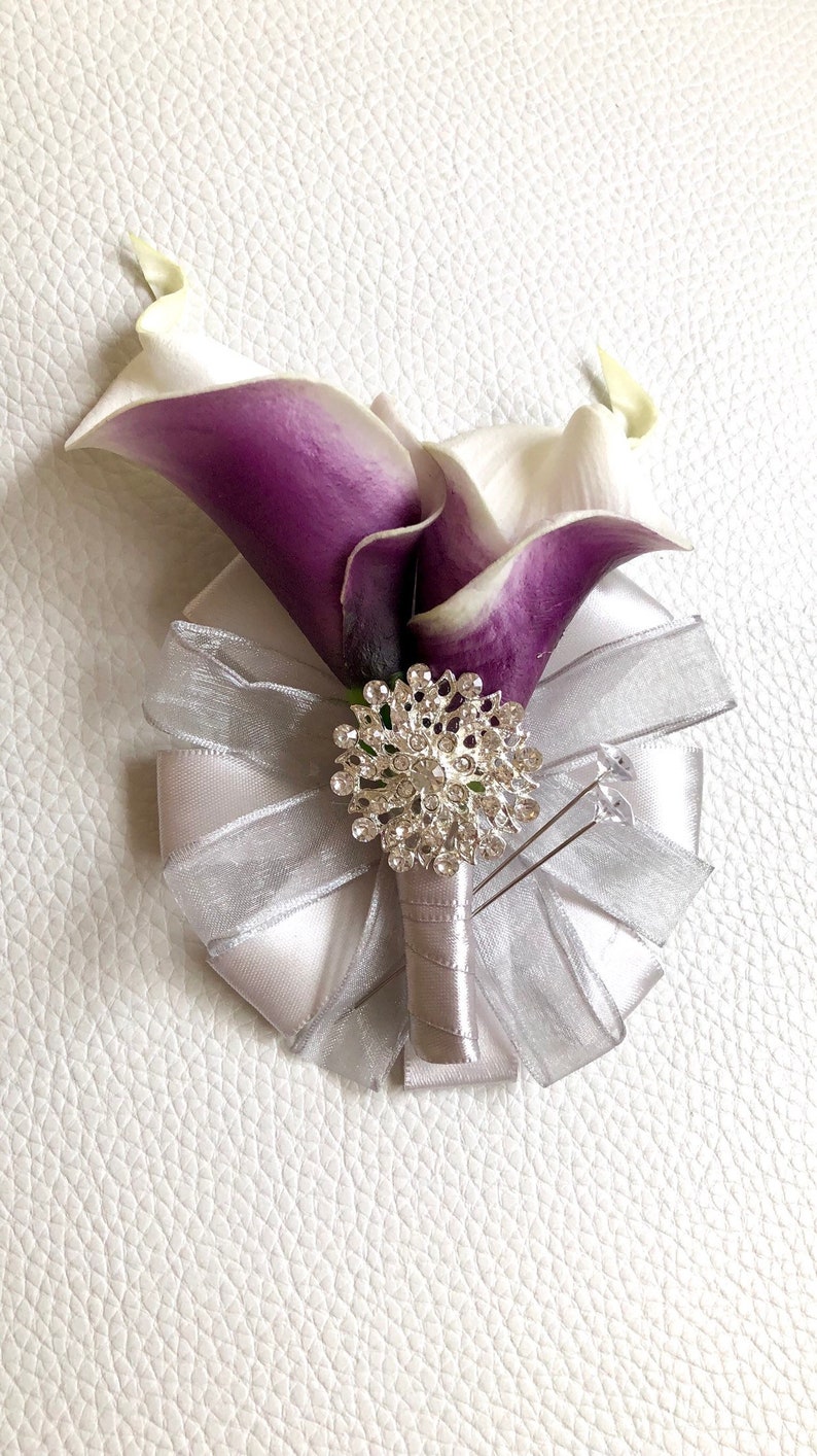 Purple Calla Lily Pin Corsage Plum Corsage Silver Corsage Etsy