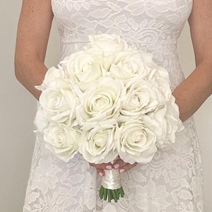 Rose Bouquet, Bridal Bouquet,Rose Bouquet, Cream Rose Bouquet, Ivory Wedding Bouquet, Silk Ivory Bouquet, Ivory Wedding Bouquet, Si