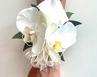 Orchid WristCorsage, Lily Wrist Corsage, White Orchid Corsage, Mother Corsage, Prom Corsage, Calla Lily Corsage, Wrist Corsage, Ivory Co