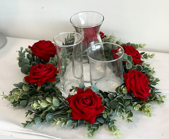 Eucalyptus Candle Ring Pastlla Pcs Artificial Rose Candle Rings
