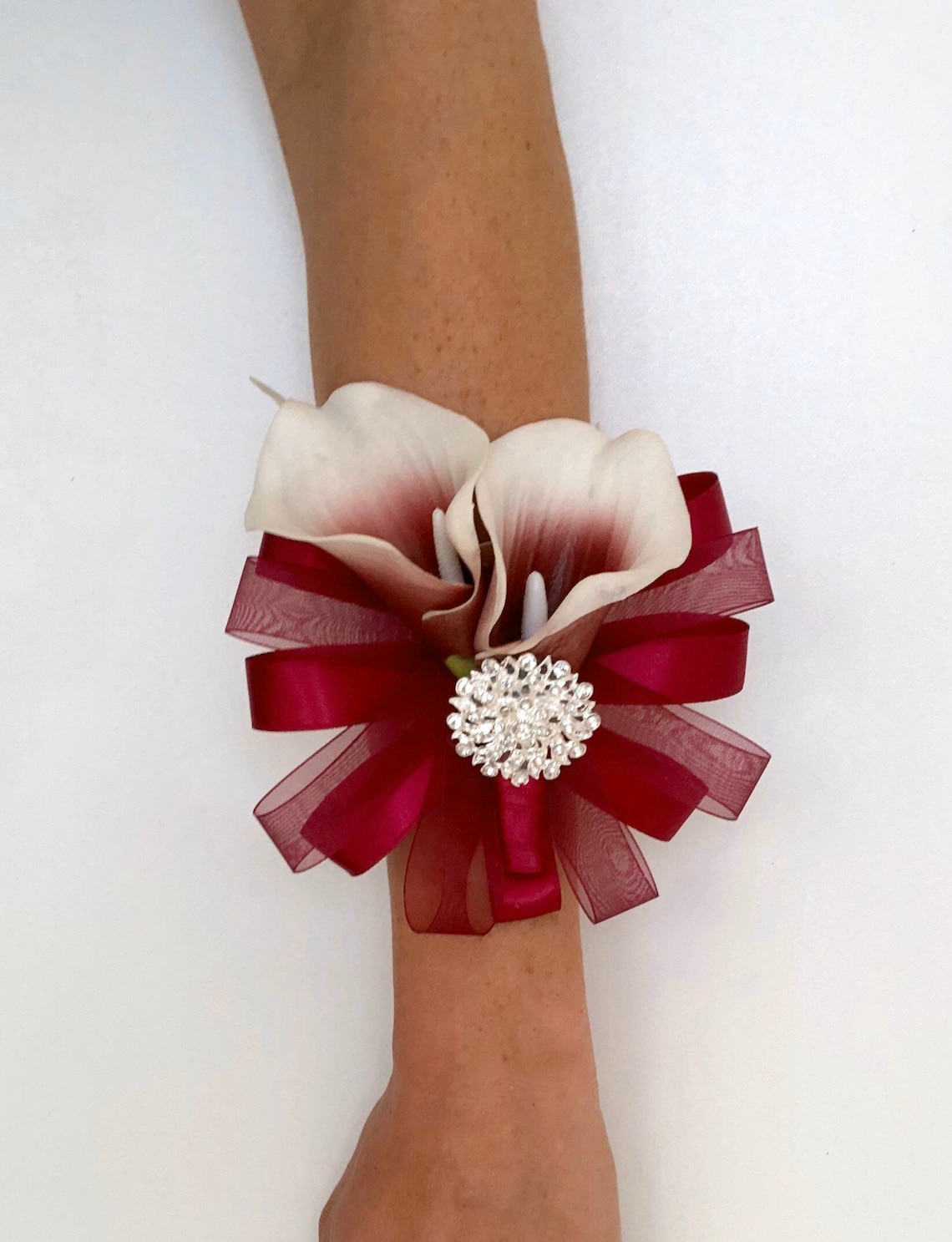 Burgundy Calla Lily Wrist Corsage Calla Lily Corsage Red Etsy