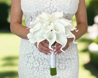 Ivory Calla Lily Bridesmaid Bouquet: Real Touch Cream White Bouquet