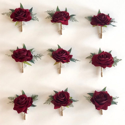 1 Rose Boutonnière Burgundy Rose Boutonnière Maroon - Etsy