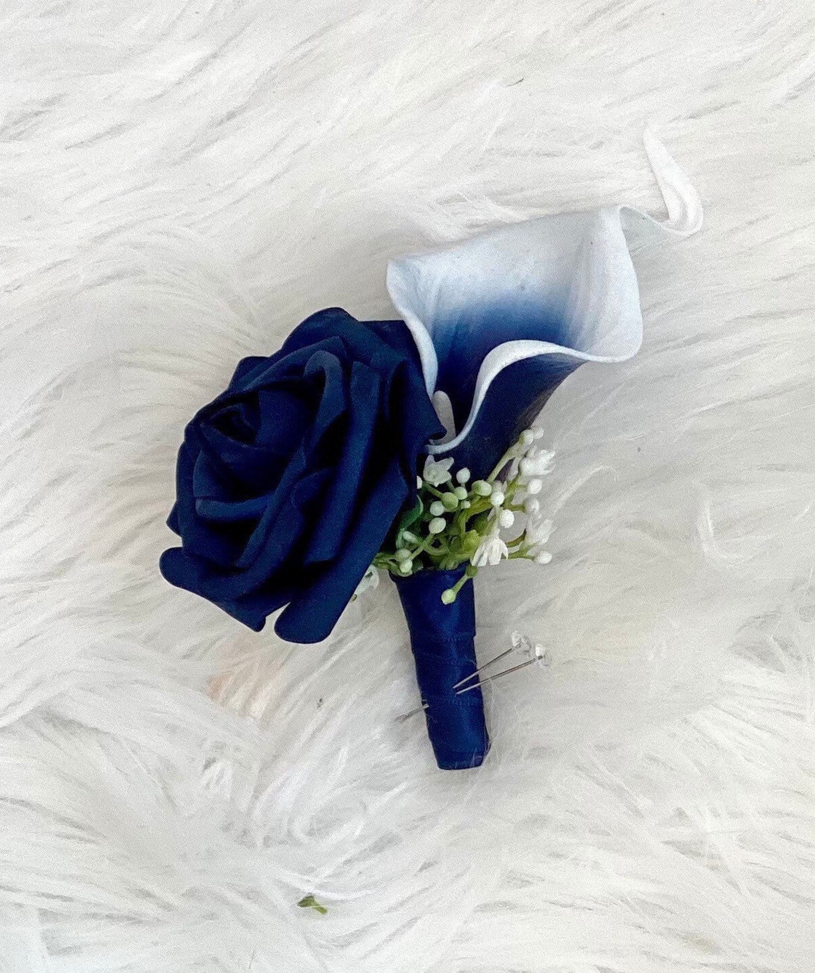 1 Navy Blue Rose Boutonniere Blue Rose Boutonniere Light Etsy