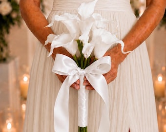 Real Touch Calla Lily Bouquet: White Cream Bridal Flowers