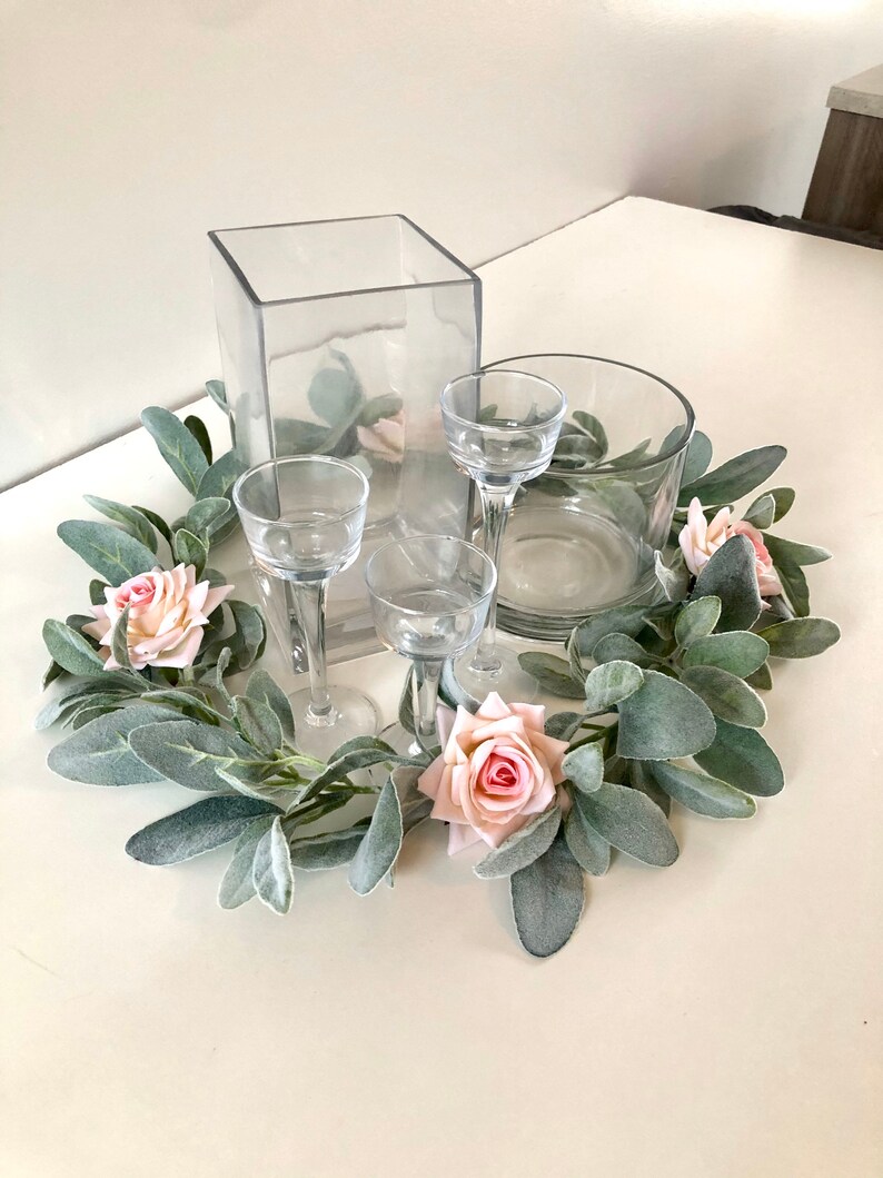 Lambs Ear Wreath Blush Garland Wedding Centerpiece Lambs Etsy