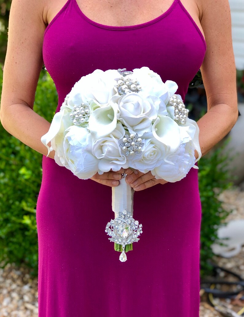 White Calla Lily Bouquet Cream Calla Lily Bouquet White Rose Etsy