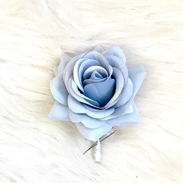 1 Dusty Blue Rose Boutonniere, Blue Rose Boutonniere, Light Blue Boutonniere, Grooms Boutonniere, Groomsman Boutonnière, Dusty Blue Bout