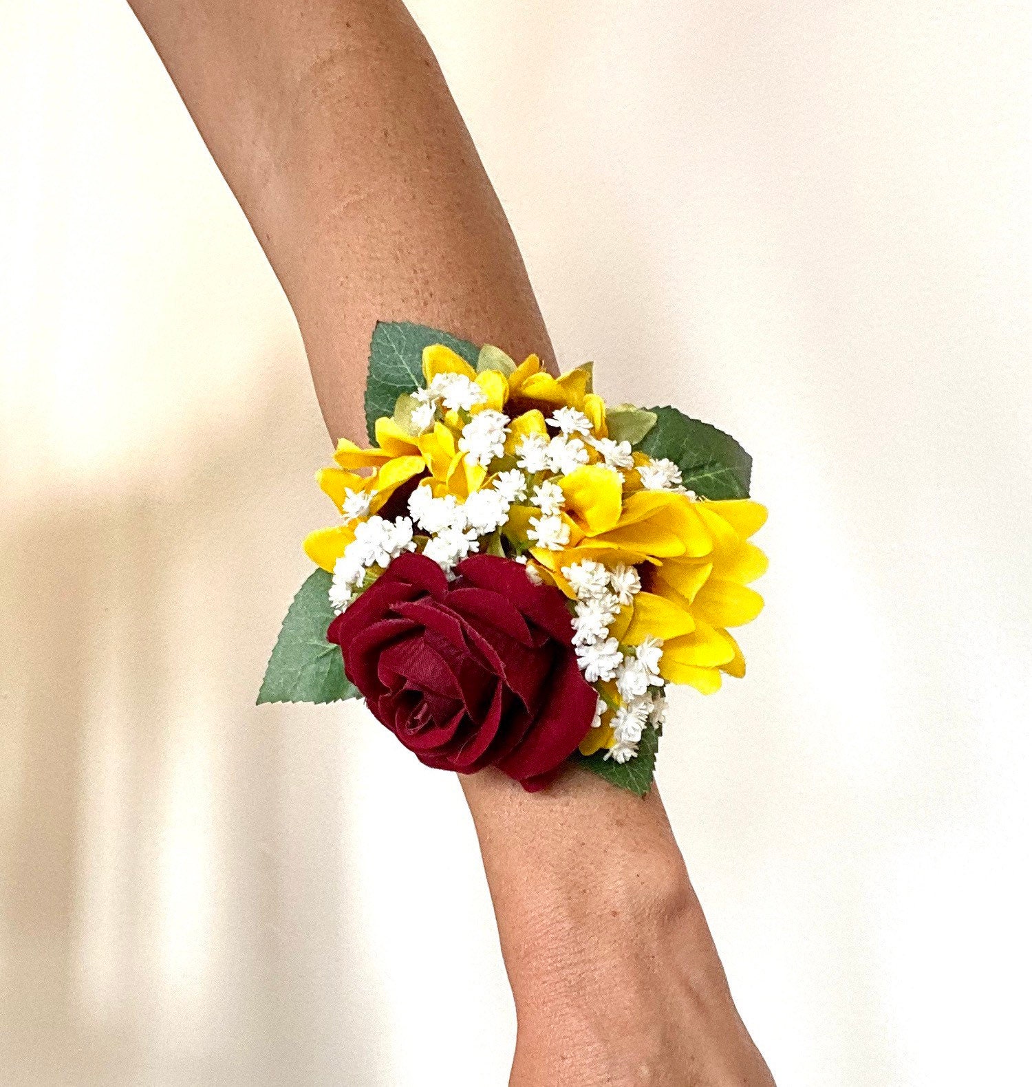 Sunflower Corsage Red Rose Corsage Sunflower Corsage Wrist Etsy