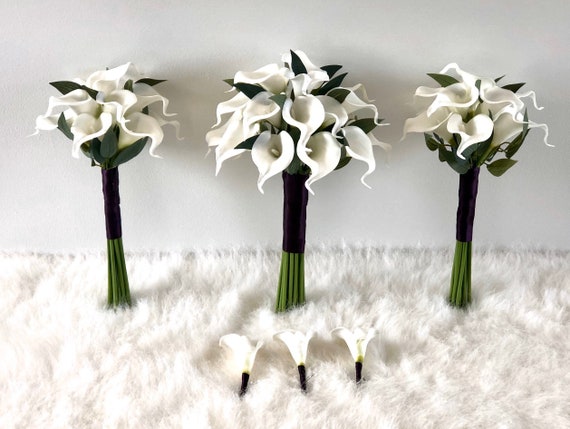 Customize Package White Calla Lily Bouquet Cream Calla Lily | Etsy