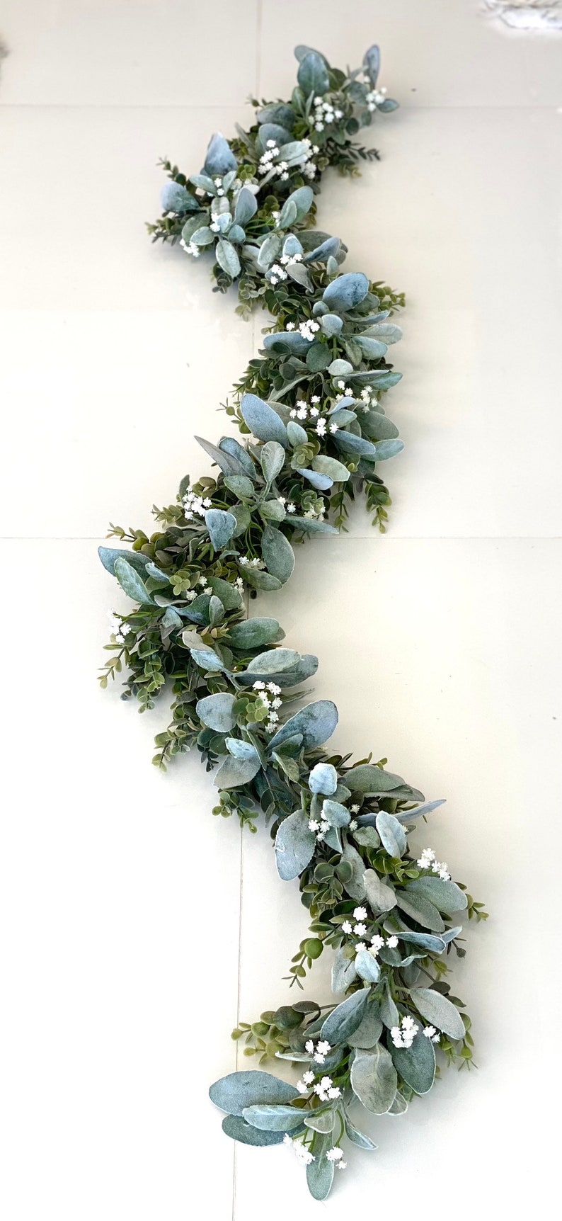 Eucalyptus Garland, Babys Breath Garland, Lambs Ear Garland, Wedding Centerpiece, Arch Flowers, Artificial Eucalyptus Garland, Greenery image 2