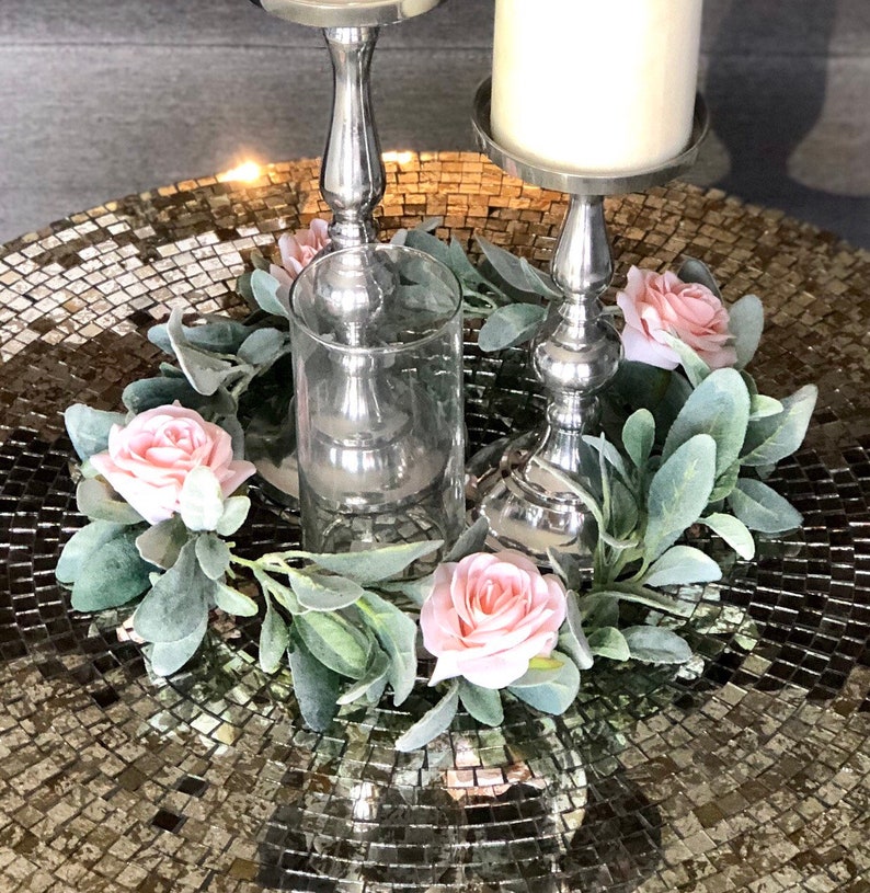 Lambs Ear Wreath Blush Garland Wedding Centerpiece Lambs Etsy