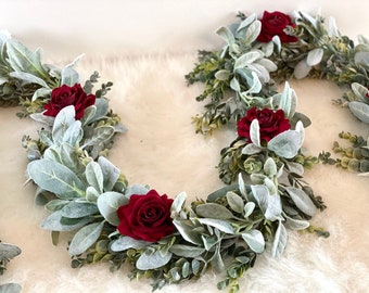 Burgundy Rose & Eucalyptus Garland: Wedding Arch Centerpiece