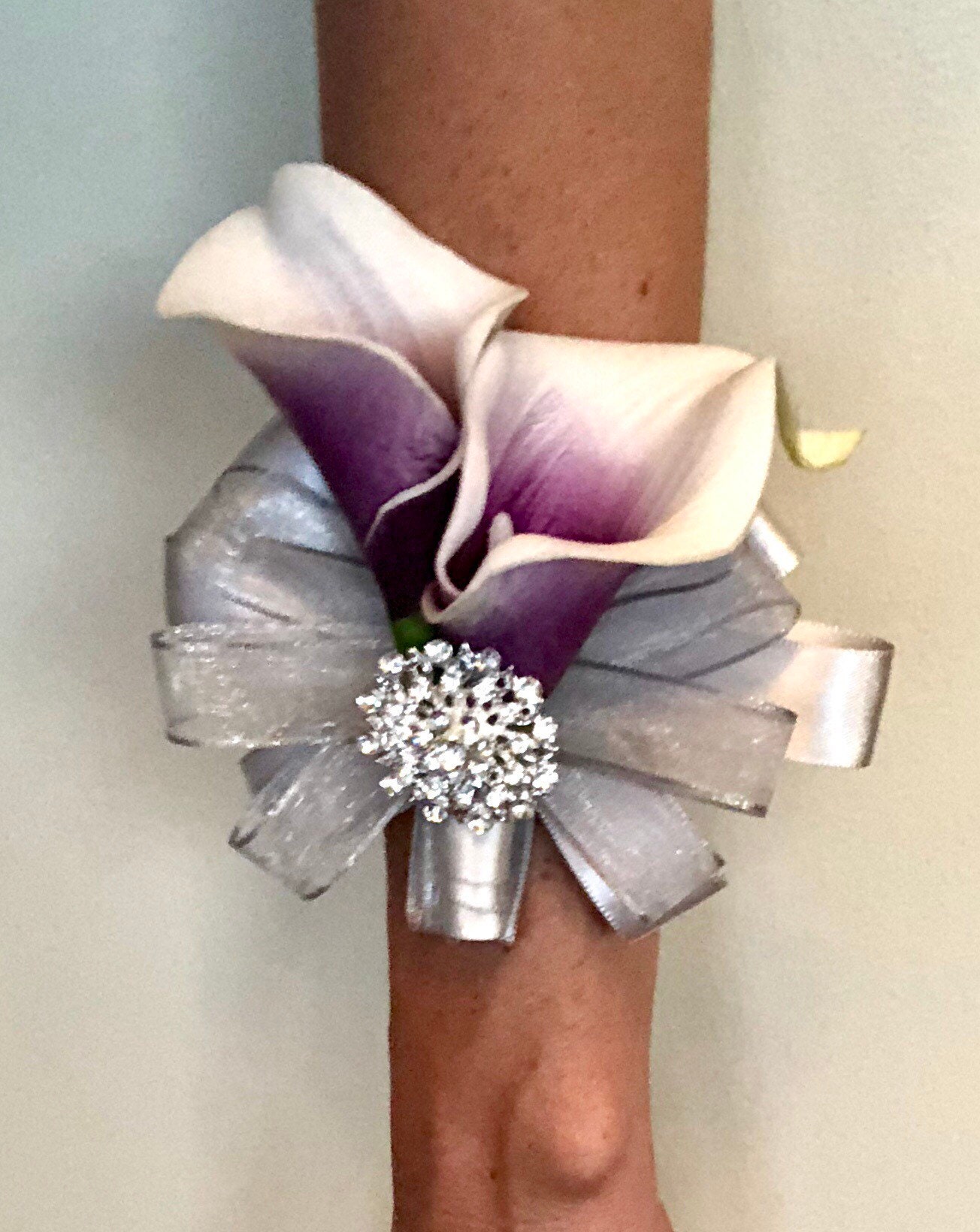 Purple Calla Lily Wrist Corsage Plum Corsage Silver Wrist - Etsy