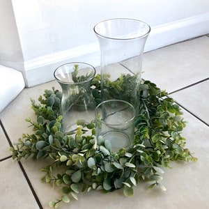 Eucalyptus Table Wreath, Artificial Eucalyptus Garland, Wedding Centerpiece, Eucalyptus Wreath, Greenery Garland, Table Wreath, Lantern Wrea image 1