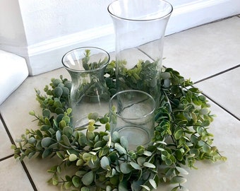 Eucalyptus Table Wreath, Artificial Eucalyptus Garland, Wedding Centerpiece, Eucalyptus Wreath, Greenery Garland, Table Wreath, Lantern Wrea