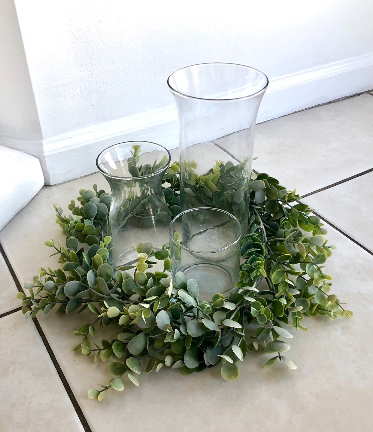 Ipetboom Easter Eucalyptus Berry Candle Rings: 4Pcs 2.6" Artificial Eucalyptus Wreath Holder For Spring Easter Home Party Table Centerpiece Decor