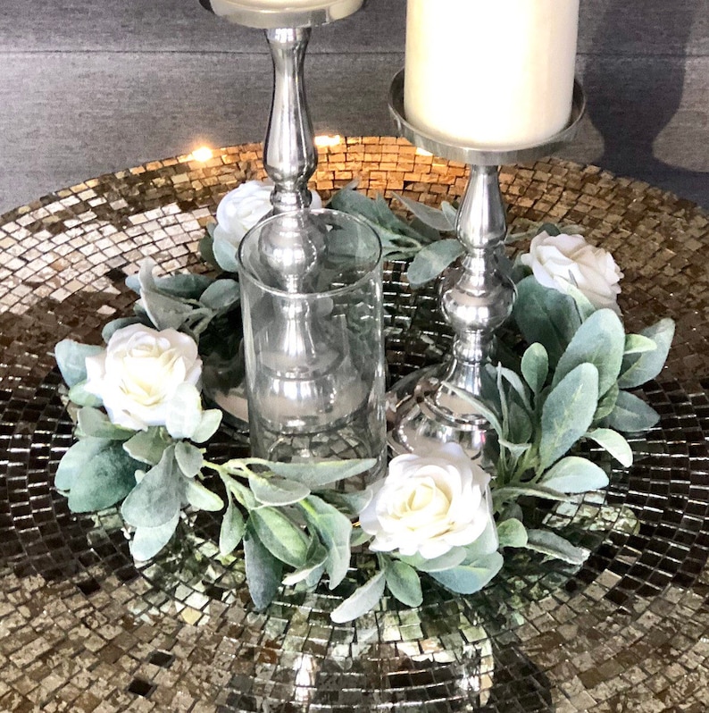 Lambs Ear Wreath White Garland Wedding Centerpiece Lambs Etsy