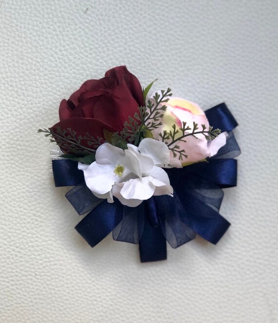 burgundy corsage