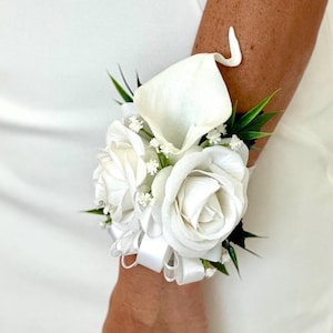 White Rose Corsage, Real Touch Wrist Corsage, White Rose Corsage, White Lily Corsage, Prom Corsage, Rose Corsage, Pin Corsage
