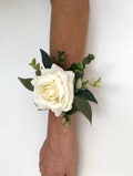 Ivory Rose Corsage, Ivory Rose Wrist Corsage, Rose Corsage, Eucalyptus Corsage, Boho Corsage, Greenery Corsage, Prom Corsage, Mother Corsage