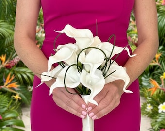 Real Touch White Calla Lily Bouquet: Elegant Wedding Flowers
