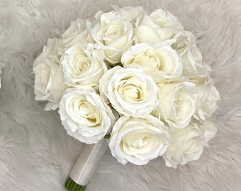 Rose Bouquet, Ivory Bouquet, Cream Rose Bouquet, Ivory Boutonnière, Bouquet, White Bouquet, Ivory Rose Bouquet,