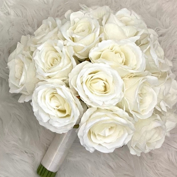 Rose Bouquet, Ivory Bouquet, Cream Rose Bouquet, Ivory Boutonnière, Bouquet, White Bouquet, Ivory Rose Bouquet,