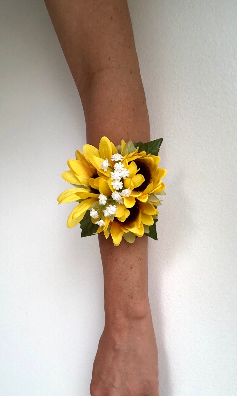 Sunflower Corsage Sunflower Prom Corsage Wrist Corsage Etsy
