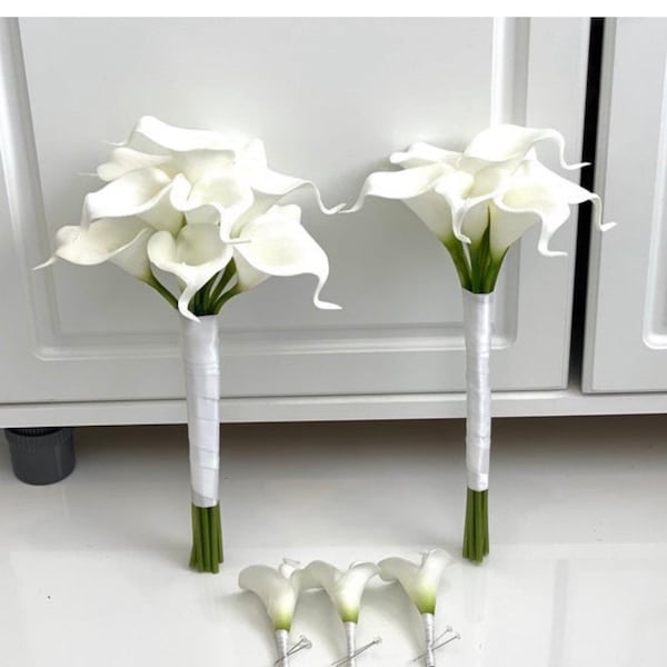 Pricing In Description White Calla Lily Bouquet, Cream Calla Lily Bouquet, Real Touch Calla Lily Bouquet, White