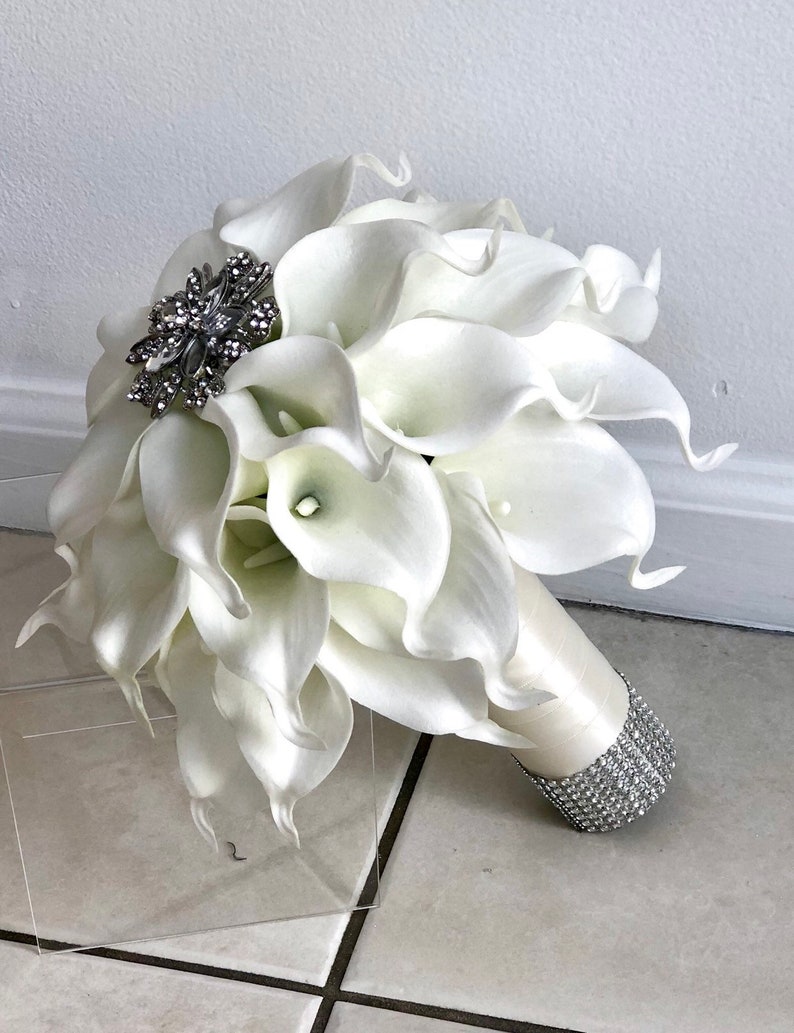White Calla Lily Bouquet Cream Calla Lily Bouquet Real Touch Etsy
