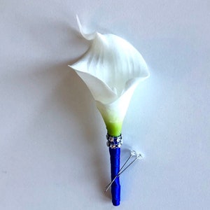 White Calla Lily Boutonniere, Real Touch Calla Lily Boutonniere, Cream Lily Boutonniere, Grooms Boutonniere, Groomsman Boutonniere, White