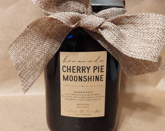 Homemade Cherry Pie Moonshine Label Template - Printable Jar Gift Sticker, Personalize Custom Editable Digital File Instant Download DIY PDF