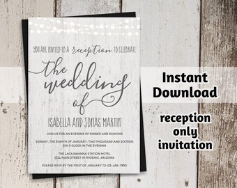 reception only invitation etsy