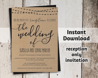 reception only invitation etsy