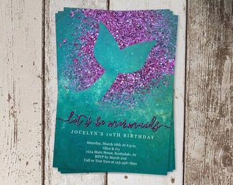 printable mermaid invitation template mermaid birthday party etsy