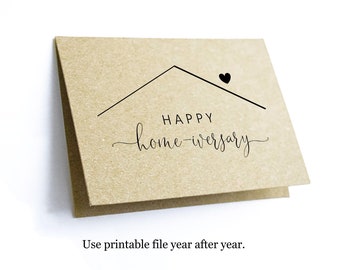 Printable Happy Homeiversary Card Template - Home-iversary - New Home Anniversary - Realtor Real Estate Agent - Blank Folded - Download PDF