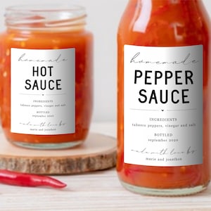 Homemade Pepper Sauce Label Template Printable Hot Sauce Gift Sticker, Personalize Custom Editable Digital File Instant Download DIY PDF image 1