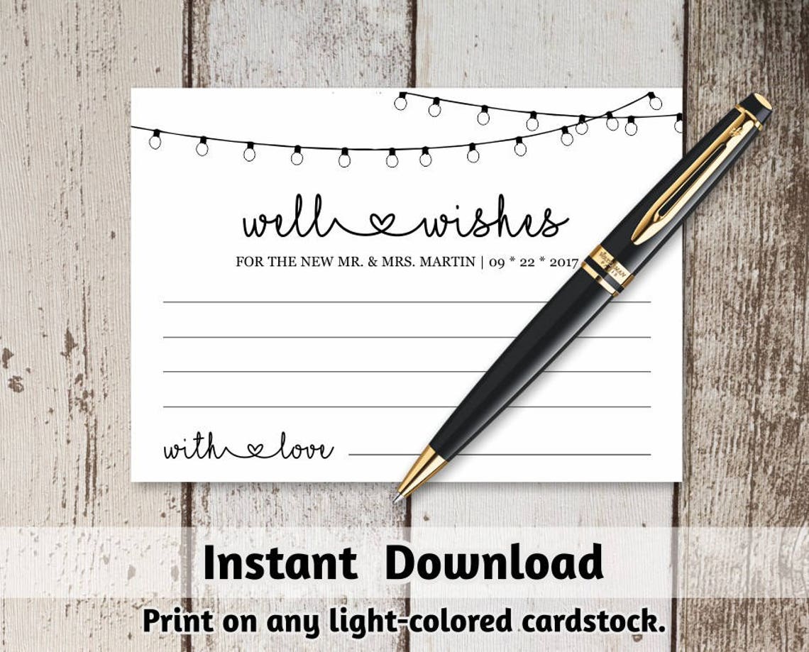 Well Wishes and Marriage Advice Card Printable Template / Well - Etsy