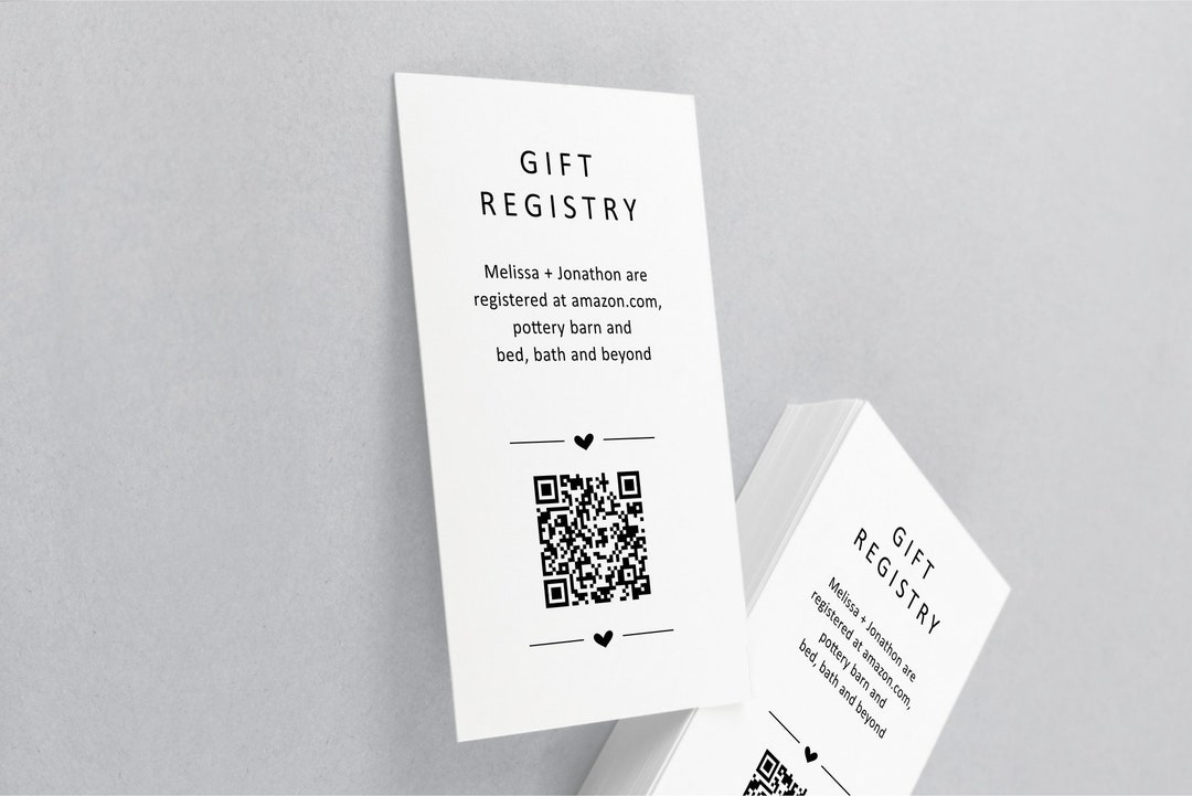 QR Code Gift Registry Card Insert Minimalist Printable Etsy