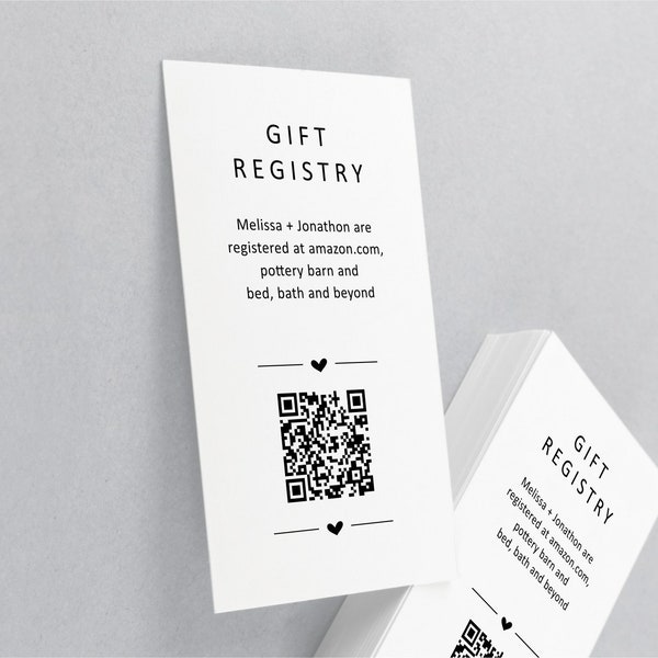QR Code Gift Registry Card Insert, Minimalist Printable Wedding Bridal Baby Shower Invitation Enclosure Template Instant Download Digital