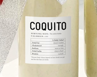 Coquito Nutritional Information Facts Label Template, Printable Funny Puerto Rican Eggnog Gift Bottle Sticker, Digital File Instant Download