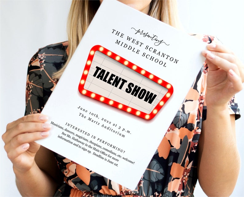 Talent Show Flyer Printable Template, Editable 8.5x11" Sign, Elementary ...