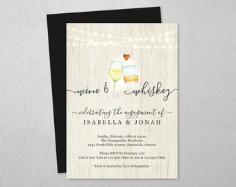 Wine & Whiskey Couple Shower Invitation Template, A Tasting Bridal Wedding Rehearsal Dinner Engagement Party, Invite Evite Instant Download